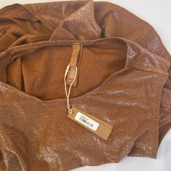 SKIMS Copper Shimmer Crew Neck Sleeveless Thong Bodysuit Sz 4X NWT - Picture 7 of 12